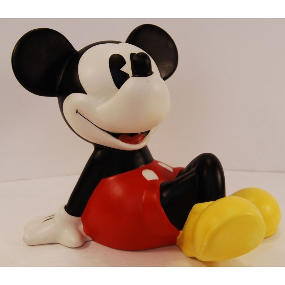 Vintage Enesco Mickey Mouse Relaxed Chilling Out Ceramic Coin Bank Piggy Bank